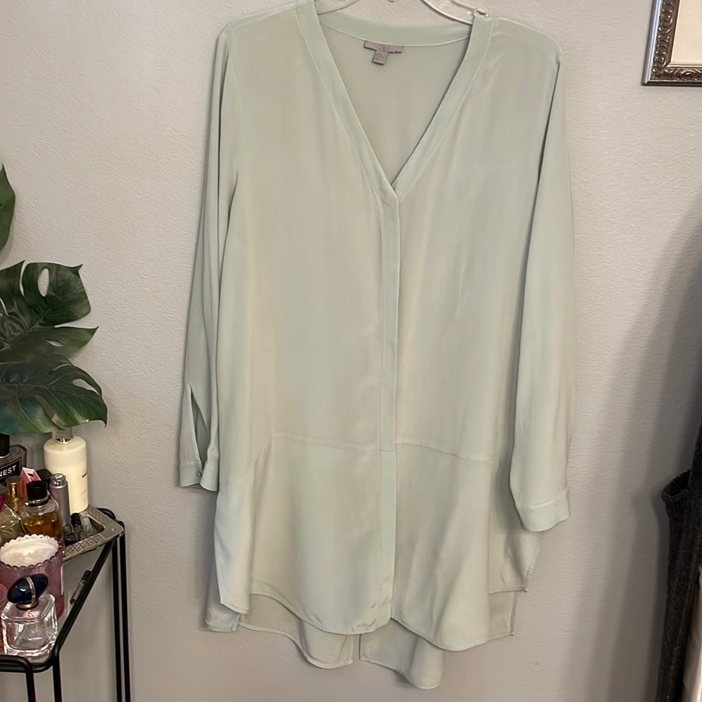 COS Jade Silk Button Down Tunic size 10